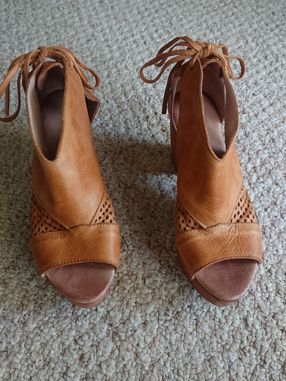 Free People Revolver Open Toe Clog Leather Lace-Up Heels size 7
